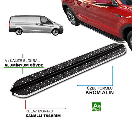 MERCEDES VİTO W447 PANEL VAN UZUN ŞASE ARACA ÖZEL PRV1 YAN BASAMAK 2016 2017 2018 2019 2020 2021 2022 2023 2024