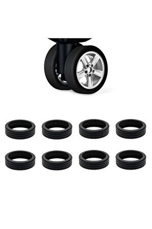 Silikon Aşınmaya Dayanıklı Ses Önleyici Bavul Tekerlek Kılıfı Düz Kalıp-AL4548 8 Adet Siyah