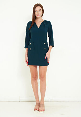 Yaka Kısmı Büzgülü Düğme Detaylı Şık Truvakar Kol Mini Ebise