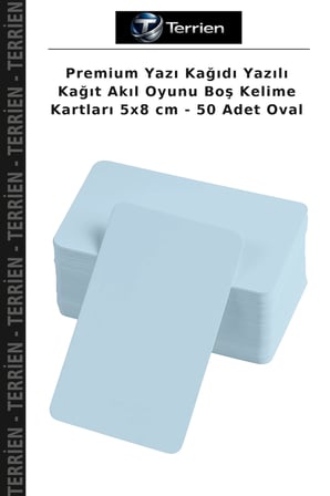 Premium Yazı Kağıdı Yazılı Kağıt Akıl Oyunu Boş Kelime Kartları 5x8 cm - 50 Adet Oval