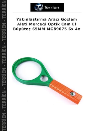 Yakınlaştırma Aracı Gözlem Aleti Merceği Optik Cam El Büyüteç 65MM MG89075 6x 4x