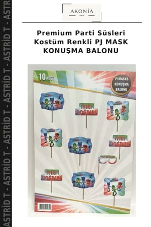 Premium Parti Süsleri Kostüm Renkli PJ MASK KONUŞMA BALONU