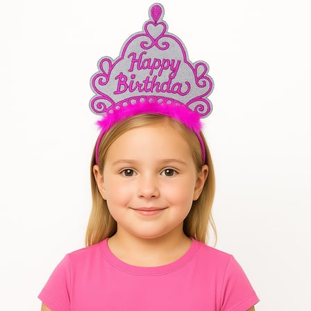 Özel Seri Hatıra Eşyası Parti Objesi Pembe Happy Birthday Prenses Tacı – Doğum Günü Taç Aksesuarı