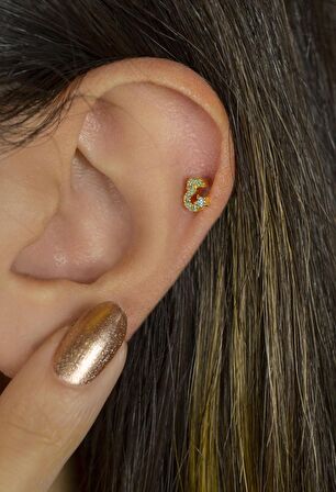 E Harfi Piercing Helix Kıkırdak Lob Tragus
