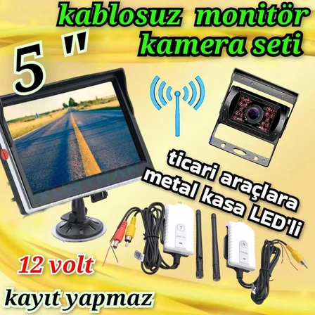 TİCARİ ARAÇLARA KABLOSUZ LEDLİ KAMERA 5 İNÇ EKRAN 12 VOLT KAYIT YAPMAZ