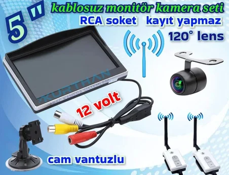 5 İNÇ MONİTÖR VE KABLOSUZ KELEBEK KAMERA 12 V KAYIT YAPMAZ