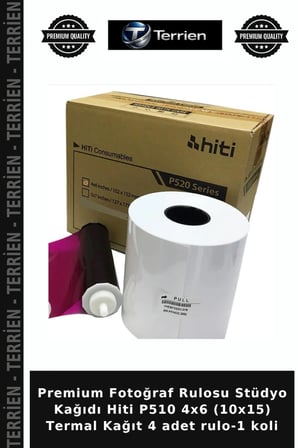 Premium Fotoğraf Rulosu Stüdyo Kağıdı Hiti P510 4x6 (10x15) Termal Kağıt 4 adet rulo-1 koli