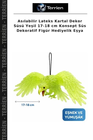 Asılabilir Lateks Kartal Dekor Süsü Yeşil 17-18 cm Konsept Süs Dekoratif Figür Hediyelik Eşya