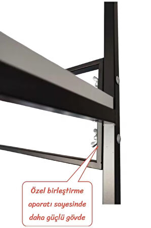 5 Katlı Metal Gövdeli Kitaplık – Çok Amaçlı Düzenleyici Raf Ünitesi, Ofis ve Salon Kitaplık, Dekoratif Saklama Rafı (60x30x153 cm)