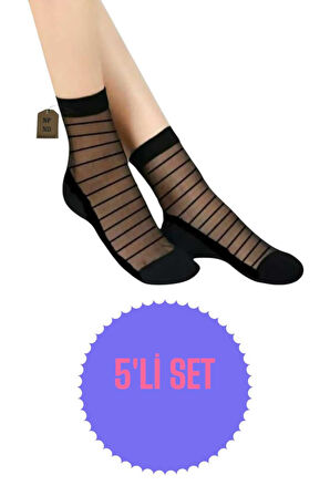 TÜL ÇORAP KISA KONÇ KOKULU RAHAT ESNEK TÜLLÜ KADIN ÇORABI PAMUK ELASTAN 36-40 5 ÇİFT