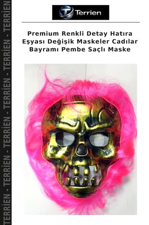 Premium Renkli Detay Hatıra Eşyası Değişik Maskeler Cadılar Bayramı Pembe Saçlı Maske
