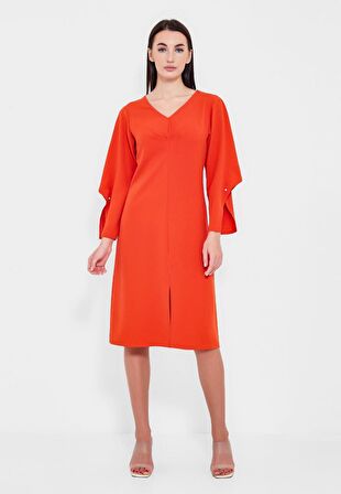 MODATALİKA Kadın Önden Yırtmaçlı Midi Elbise