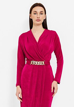 MODATALİKA Kadın Zincir Kemerli Elbise