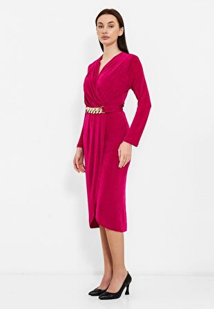 MODATALİKA Kadın Zincir Kemerli Elbise