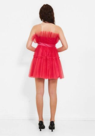 MODATALİKA Kadın Tüllü Kabarık Mini Parti Elbisesi