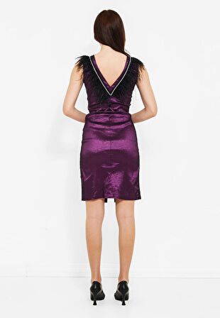 MODATALİKA  Kadın Önden Büzgülü Yırtmaçlı Elbise