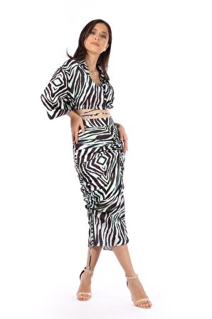 MODATALİKA Kadın Zebra Desenli İkili Takım