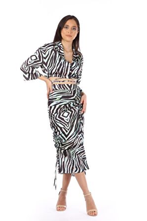 MODATALİKA Kadın Zebra Desenli İkili Takım