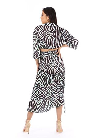 MODATALİKA Kadın Zebra Desenli İkili Takım