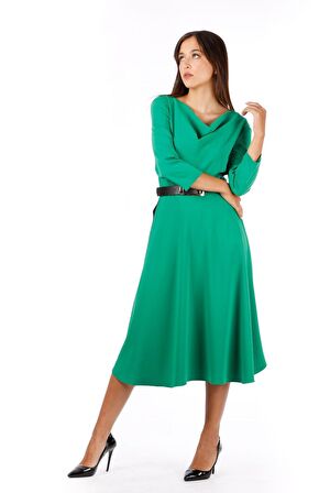 Modatalika Kadın Kemerli Midi Boy Elbise