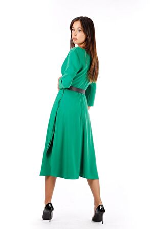 Modatalika Kadın Kemerli Midi Boy Elbise