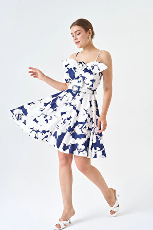 Modatalika Skuba Kumaş Mini Boy Varak Ve Dijital Baskı Detaylı Elbise