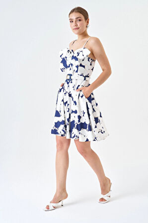 Modatalika Skuba Kumaş Mini Boy Varak Ve Dijital Baskı Detaylı Elbise