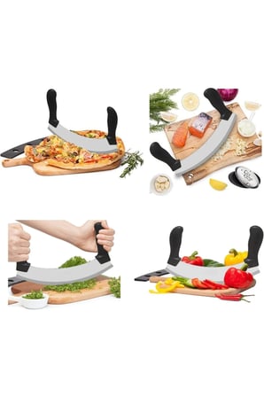 1 Adet Satır Kıyma Bıçağı – Yarım Ay Modeli, Sebze Doğrama Ve Pizza Dilimleme İçin Paslanmaz Çelik Satır/Meat Cleaver