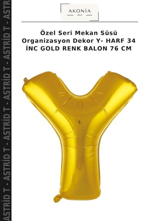Özel Seri Mekan Süsü Organizasyon Dekor Y- HARF 34 İNC GOLD RENK BALON 76 CM