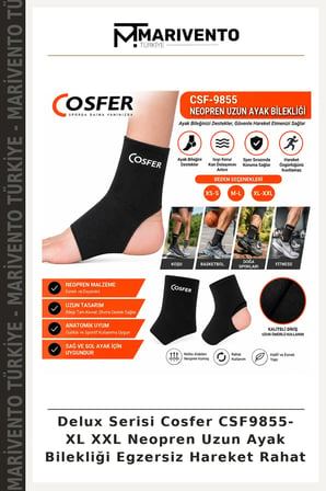 Delux Serisi Cosfer CSF9855- XL XXL Neopren Uzun Ayak Bilekliği Egzersiz Hareket Rahat