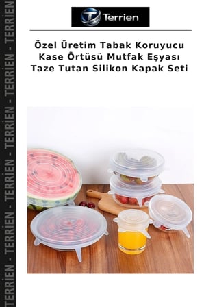 Özel Üretim Tabak Koruyucu Kase Örtüsü Mutfak Eşyası Taze Tutan Silikon Kapak Seti