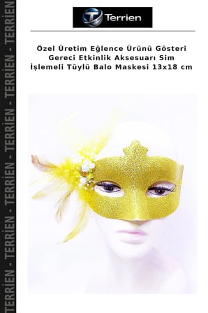 Özel Üretim Eğlence Ürünü Gösteri Gereci Etkinlik Aksesuarı Sim İşlemeli Tüylü Balo Maskesi 13x18 cm