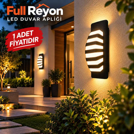 Şık Tasarım 12 Watt, IP65 Yağmurdan Etkilenmez, 3000 Kelvin Led Aplik (Elektrikle Çalışır Sensörsüz)