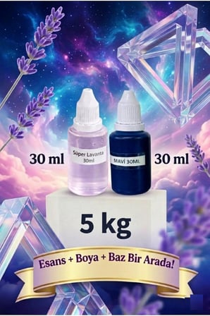 5 KG Şeffaf Sabun Bazı Mavi Boya Lavanta Esanslı Gliserin Sabun Bazı