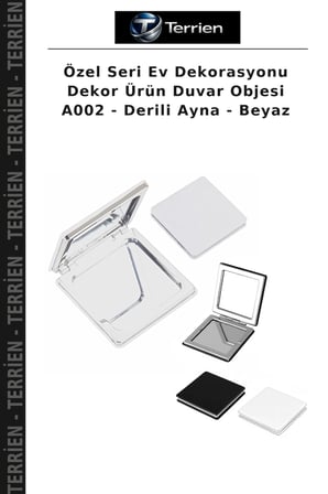 Özel Seri Ev Dekorasyonu Dekor Ürün Duvar Objesi A002 - Derili Ayna - Beyaz