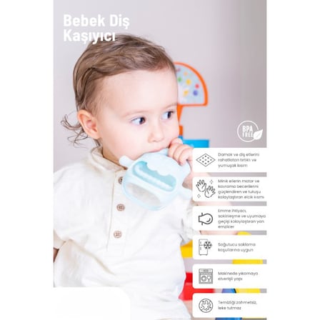 Delux Serisi Modern Model Minikler İçin Oyun Arkadaşı Mavi Bebek Silikon Diş Kaşıyıcı
