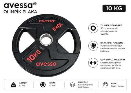 Delux Serisi Antrenman Salon Antrenmanlar OP-10 Olimpik Plaka 10 kg