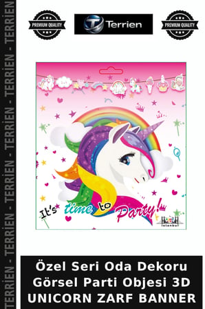 Özel Seri Oda Dekoru Görsel Parti Objesi 3D UNICORN ZARF BANNER