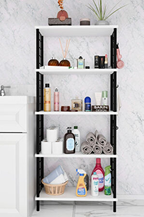 5 Raflı Çevir-Kur Raf Ünitesi | Telli Metal Gövdeli Organizer | Banyo, Mutfak, Balkon, Antre Uyumlu