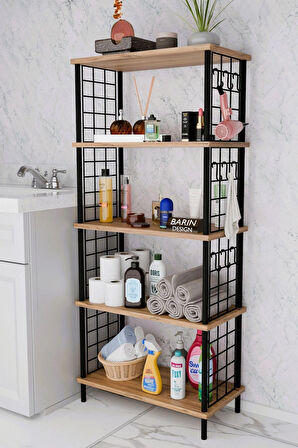 5 Raflı Çevir-Kur Raf Ünitesi | Telli Metal Gövdeli Organizer | Banyo, Mutfak, Balkon, Antre Uyumlu