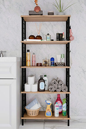5 Raflı Çevir-Kur Raf Ünitesi | Telli Metal Gövdeli Organizer | Banyo, Mutfak, Balkon, Antre Uyumlu