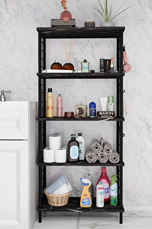 5 Raflı Çevir-Kur Raf Ünitesi | Telli Metal Gövdeli Organizer | Banyo, Mutfak, Balkon, Antre Uyumlu