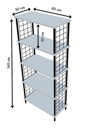 5 Raflı Çevir-Kur Raf Ünitesi | Telli Metal Gövdeli Organizer | Banyo, Mutfak, Balkon, Antre Uyumlu