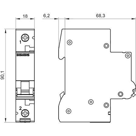 Siemens 2 Amper Anahtarlı Otomatik Sigorta B1 2A 6Ka 5SL6102-7