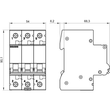 Siemens 3 X 25 Amper Anahtarlı Otomatik Sigorta C1 25A 6Ka 5SL6325-7YA