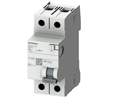 Siemens A Tipi 2X25A 30Ma Monofaze, Faz + Nötr Kaçak Koruma Rölesi