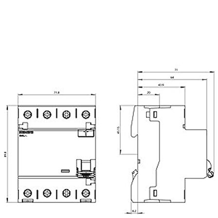 Siemens A Tipi 4X25A 30Ma Trifaze, 3 Faz + Nötr Kaçak Akım Koruma Rölesi