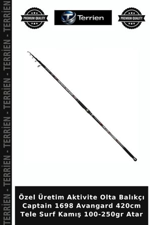 Özel Üretim Aktivite Olta Balıkçı Captain 1698 Avangard 420cm Tele Surf Kamış 100-250gr Atar Standart