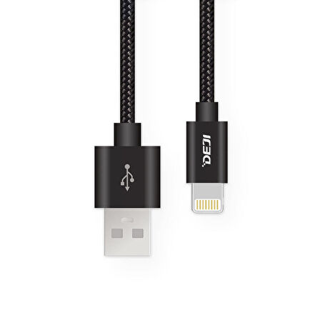 Deji iPhone Hızlı Şarj Kablosu Usb to Lightning 5/ 5s/ 6/ 6s/ 7 / Plus / Se 1 2 3 Nesil Örgülü Siyah