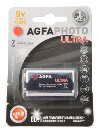 Özel Üretim Alet Pili Cihaz Parçası Elektronik Güç Agfaphoto Ultra Alkalin 6LR61 9 Volt Pil